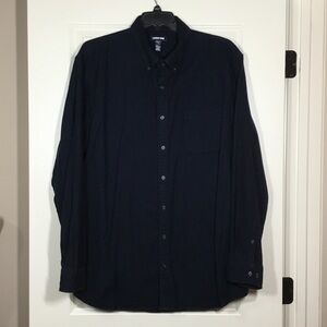 Lands’ End Men’s Tall Long Sleeve Flannel Shirt, Navy, XXL/T